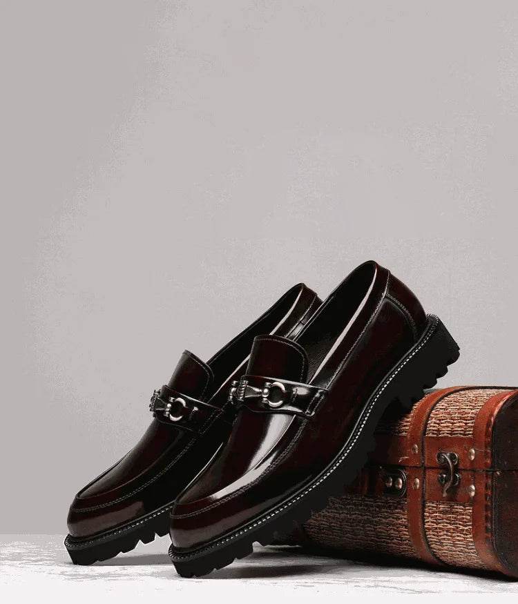 Men's Business Formal Leather Shoes Man Casual Leather Shoes Loafers Casual Business Wedding Shoes for Men Round Toe Slip-On - AIAZ