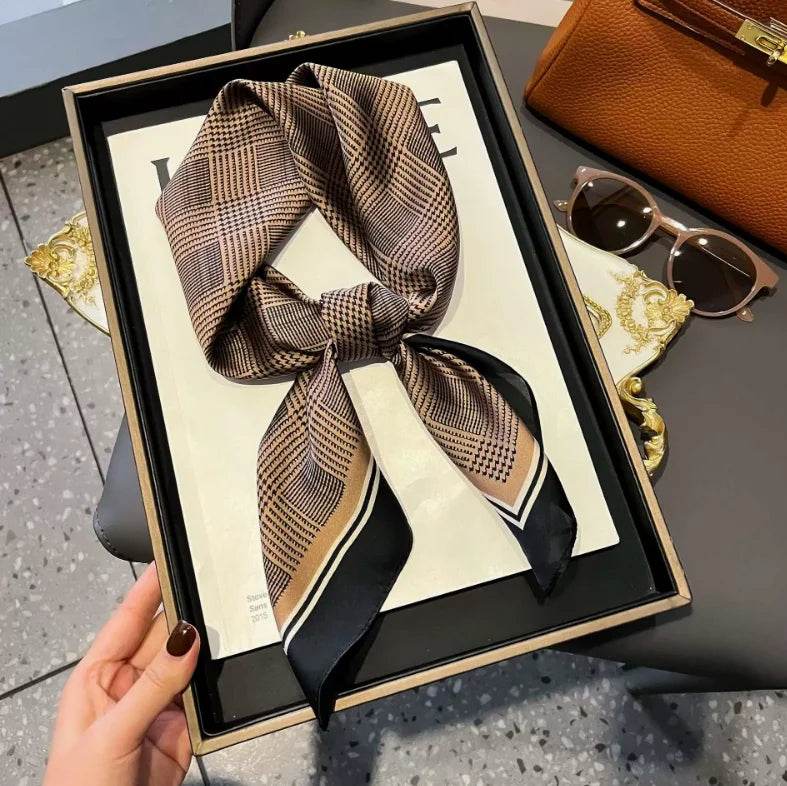 Women Fashion Versatile New Silk Scarves 70x70cm Square Scarf Korean Version Neck Protection Spring and Autumn Vintage Scarf - AIAZ