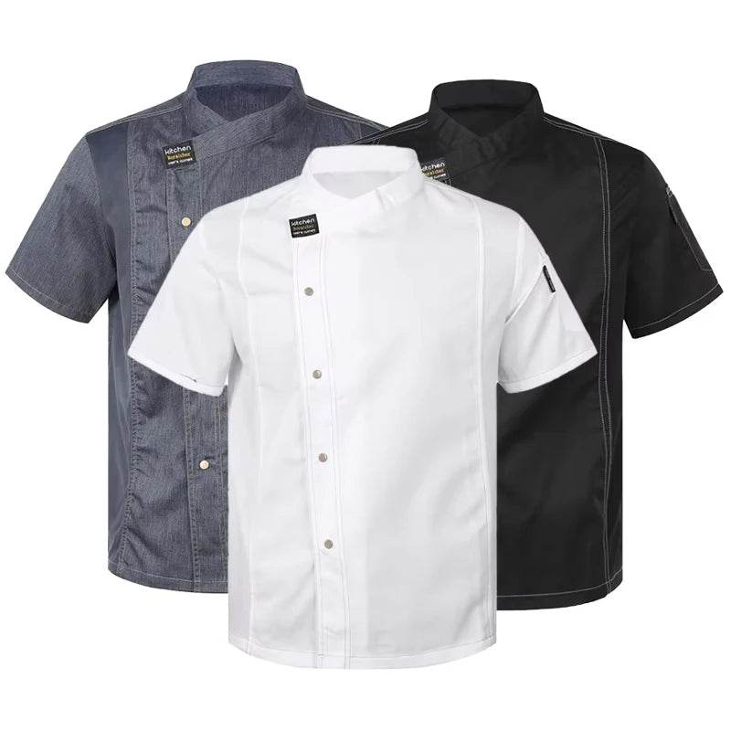 Men Head Chef Food service Kitchen Cooking Costume Pizzaiolo Cook Uniform Restaurant Chef's Jackets Bakery Cafe Working Clothes - AIAZ