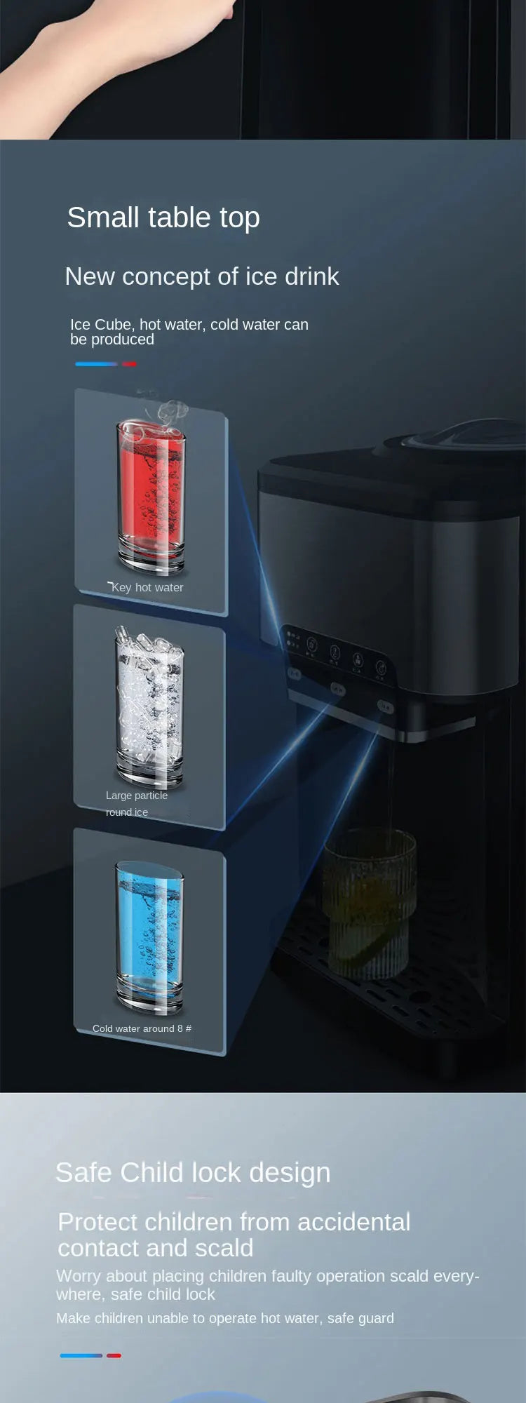 Drinking water ice Maker, 48lbs Daily Ice Cube Makers,Stainless Steel Ice Makers Countertop,Tabletop Ice Maker Machine