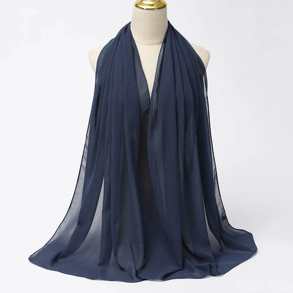 Muslim Chiffon Hijab Scarf Women Long Solid Color Head Wrap For Women Hijabs Scarves Ladies Muslim Veil Jersey Hijabs - AIAZ