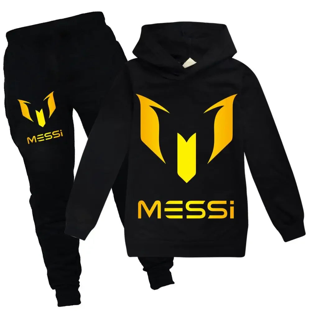 2024 New Argentine Football Superstar Messi Children Hoodie + Pants 2pcs Sets Kids Boys Girls Spring Autumn Fashion Tracksuits