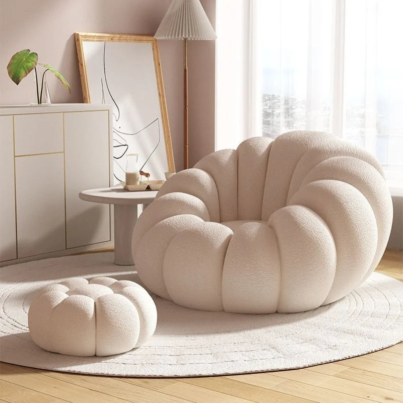 Nordic Lazy People Sofa Cute Pumpkin Cloud Shaped Sofa Chair Balcony Leisure Chair Living Room Single Relaxation Sofa Furniture