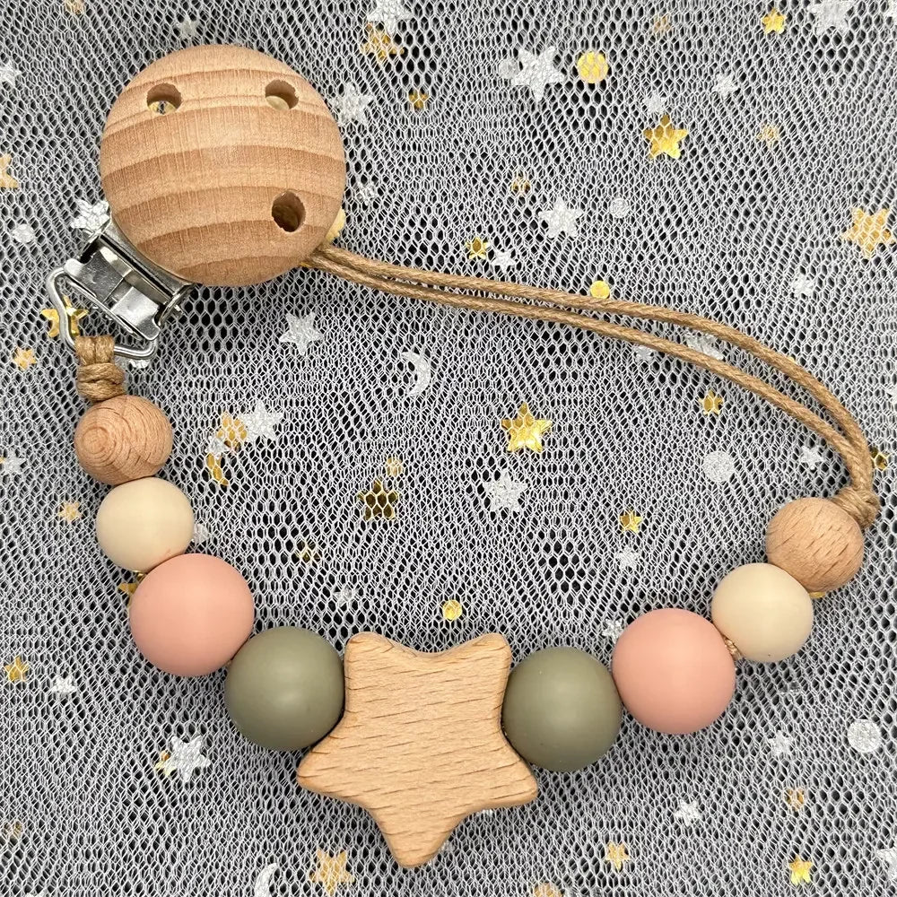 Custom Personalized Name Baby Pacifier Clip Bear Pacifier Chain Holder for Baby Teething Soother Chew Toy Food Grade Dummy Clips