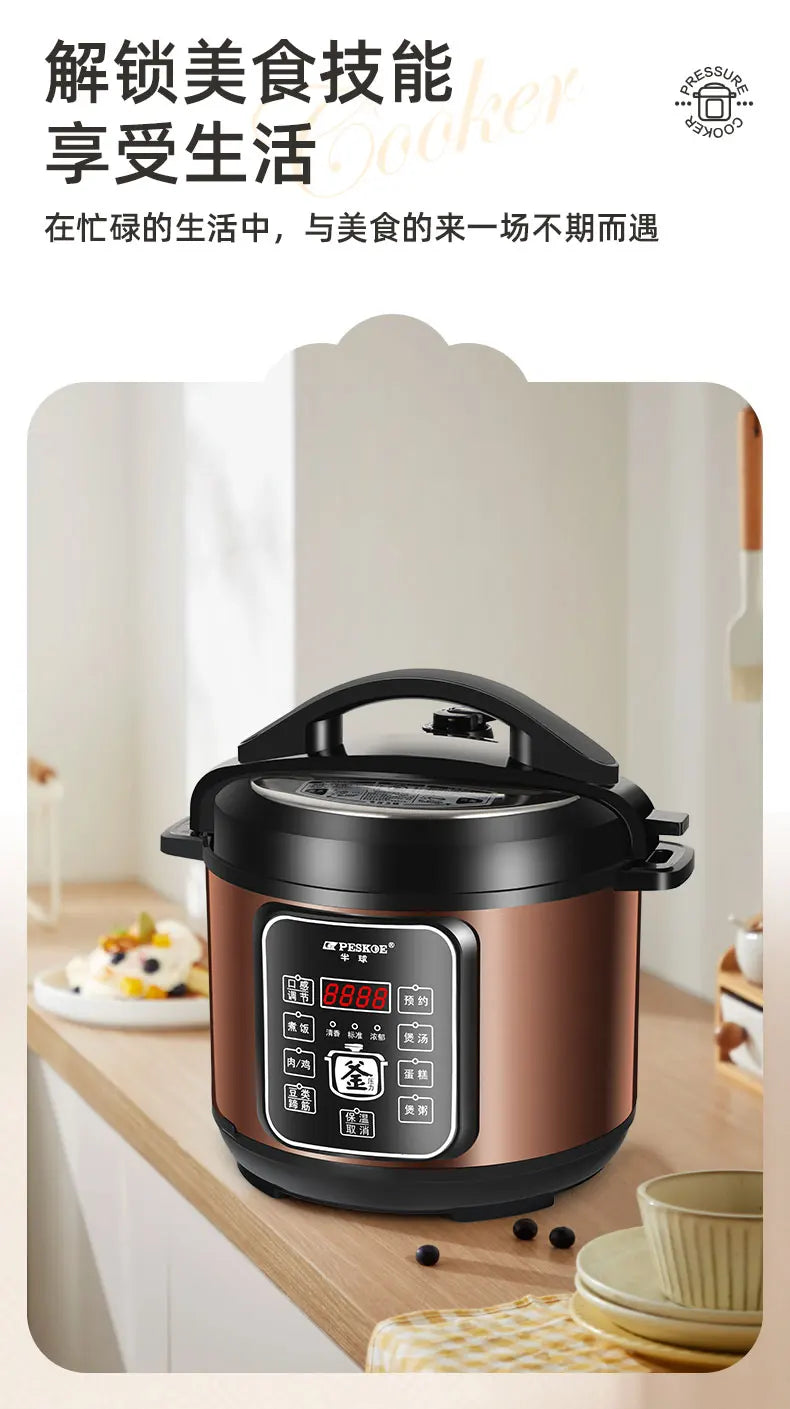 ‌6L Dual Stainless Steel Pot Electric Cooker,Multifunctional Digital Pressure Cooker,Smart Rice Steamer 5L Capacity Cooking Pot