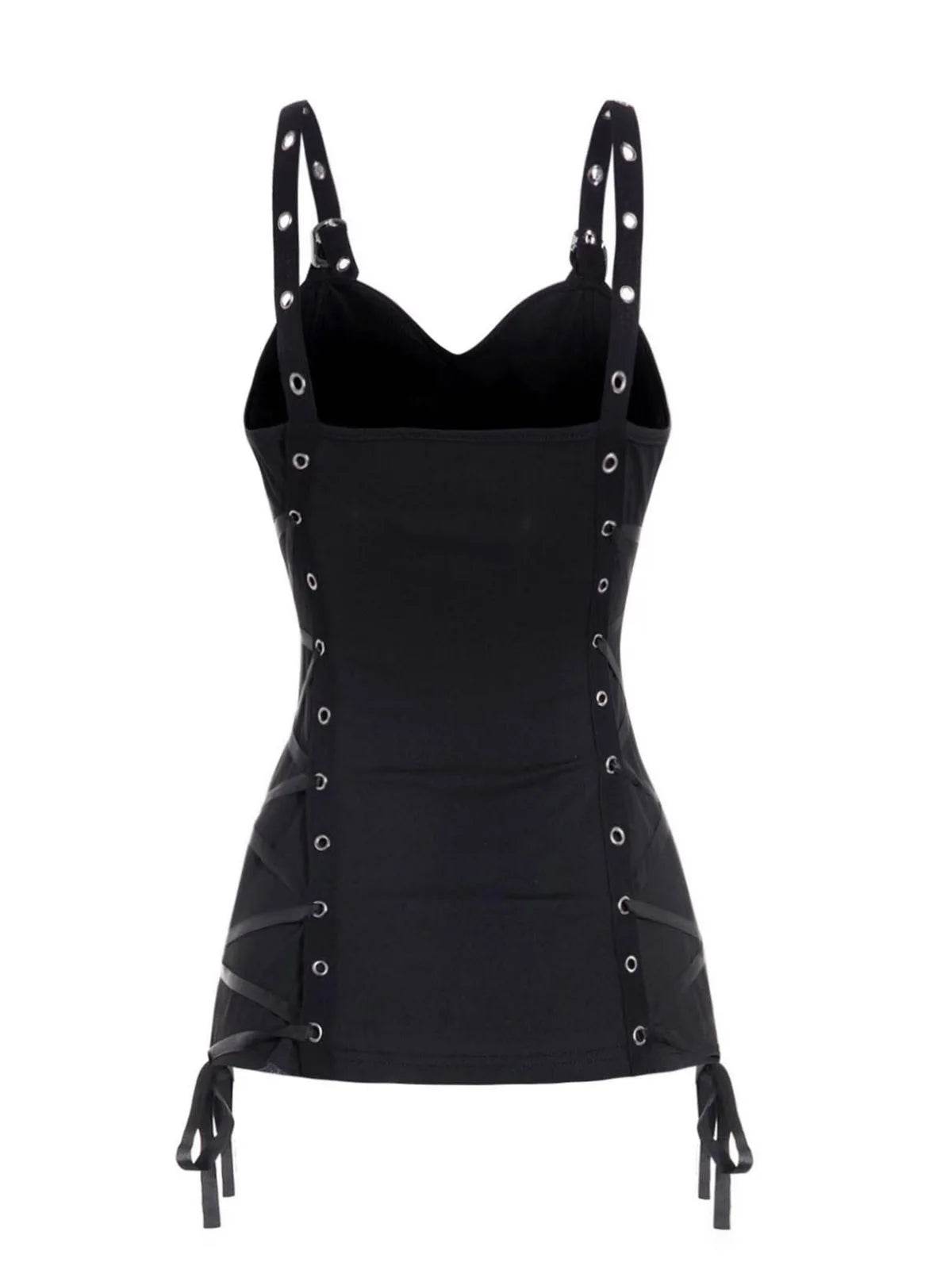 Summer Tank Tops for Women Plain Color Tank Top Ruched Grommet Lace Up Casual Sleeveless Tops топ женский - AIAZ