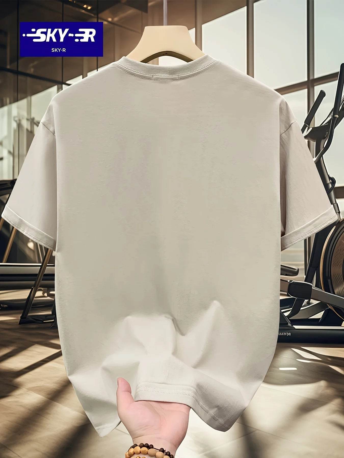 Summer Men's 100% Cotton Casual Sports Loose Large Size Letter Pattern Printed Comfortable Round Neck Short Sleeve T-shirt Top - AIAZ