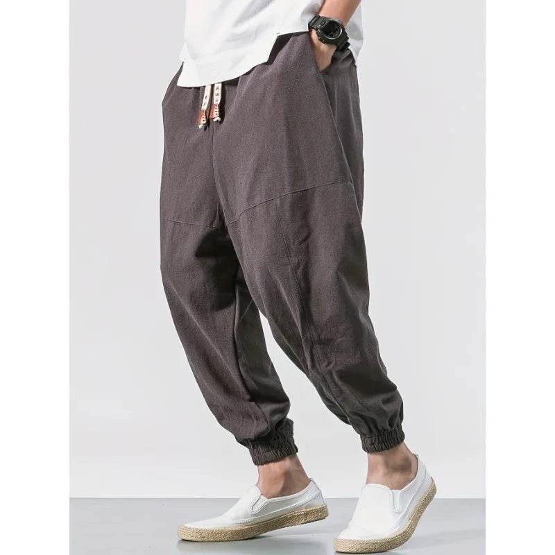 New Men Pants Fashion Solid Color Cross-pants Loose Style Streetwear Male Harem Pants - AIAZ