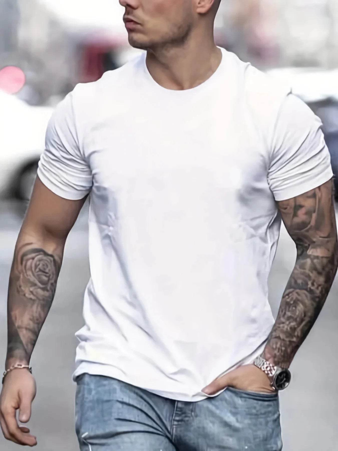Men's 100% pure cotton summer loose size BE KIND letter cartoon print casual comfortable round neck short sleeved T-shirt top - AIAZ