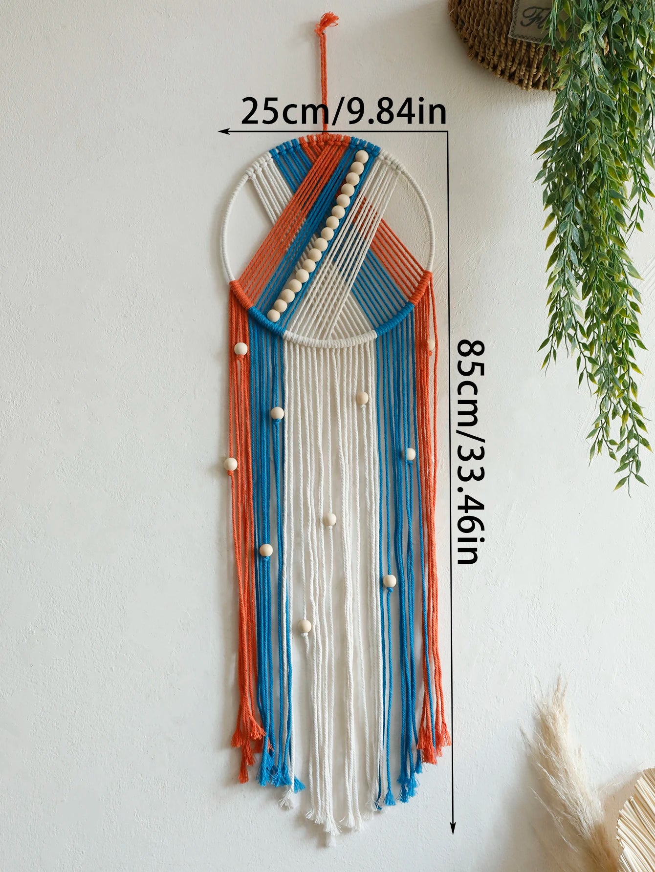 Handmade Macrame Wall Hanging Tapestry with Fringe and Wooden Beads for Living Room Bedroom or Nursery Large Bohemian Decor Gift