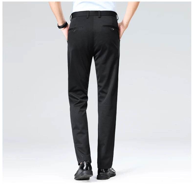 Men Suit Pants Light Thin Elastic Slim Fit Dress Pants Business Solid Casual Straight Leg Trouser Men Clothing Oversize 29-42 - AIAZ