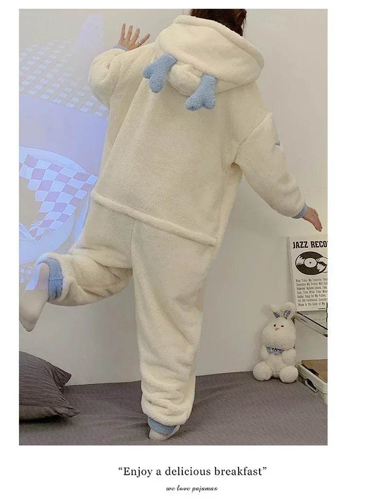 Winter Adult Kigurumis Women Pijama Onesie Jumpsuits Cartoon Sleepwear Pyjama Thicken Hoodie Korean Girls Leisure Wear Pajamas - AIAZ