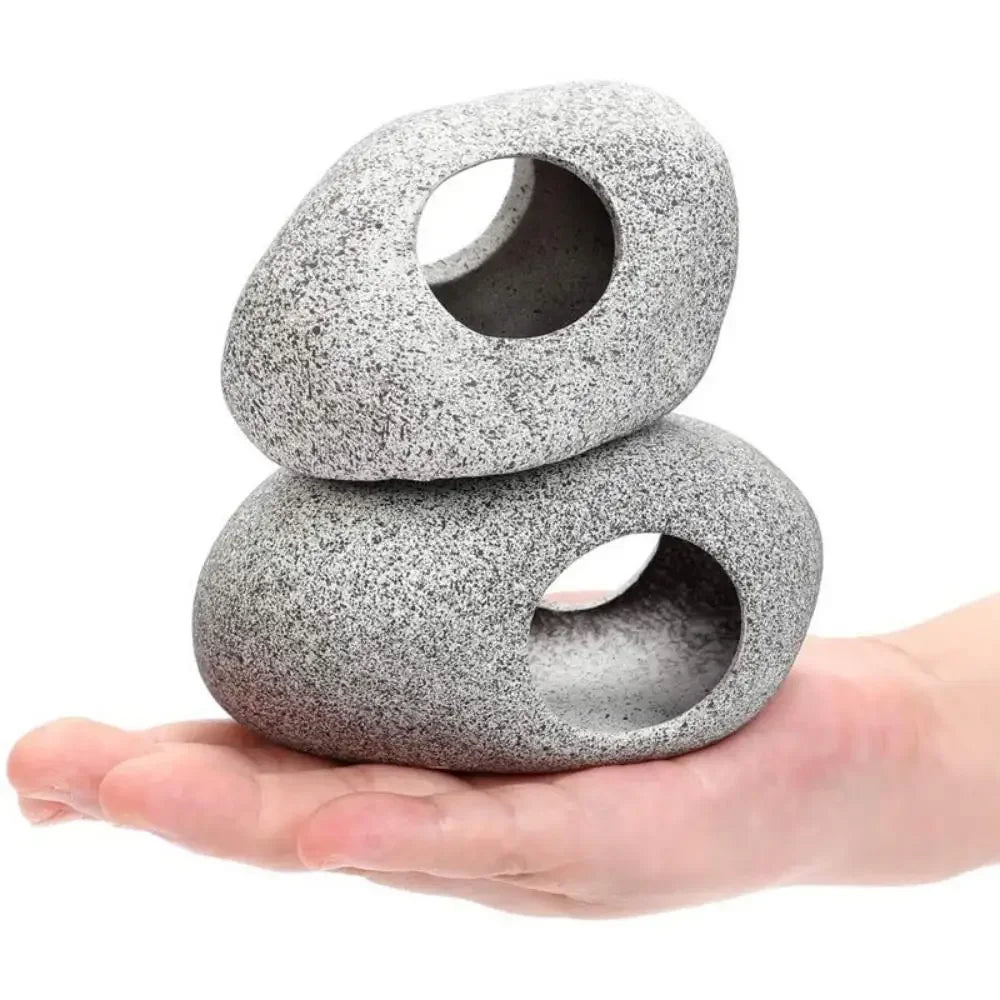 Aquarium Cichlid Stone Cave Fish and Shrimp Hiding House Breeding House Fish Tank Ceramic Decoration Fish Shrimp Breeding Device