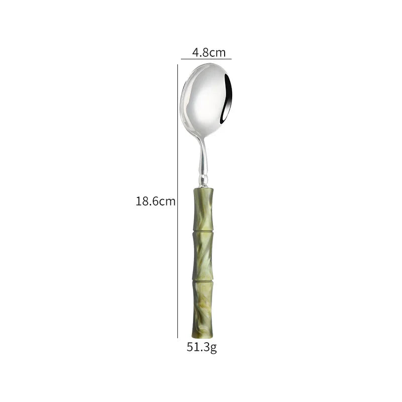 GH olive green acrylic handle 304 stainless steel cutlery cutlery cutlery spoon four-piece restaurant hotel set