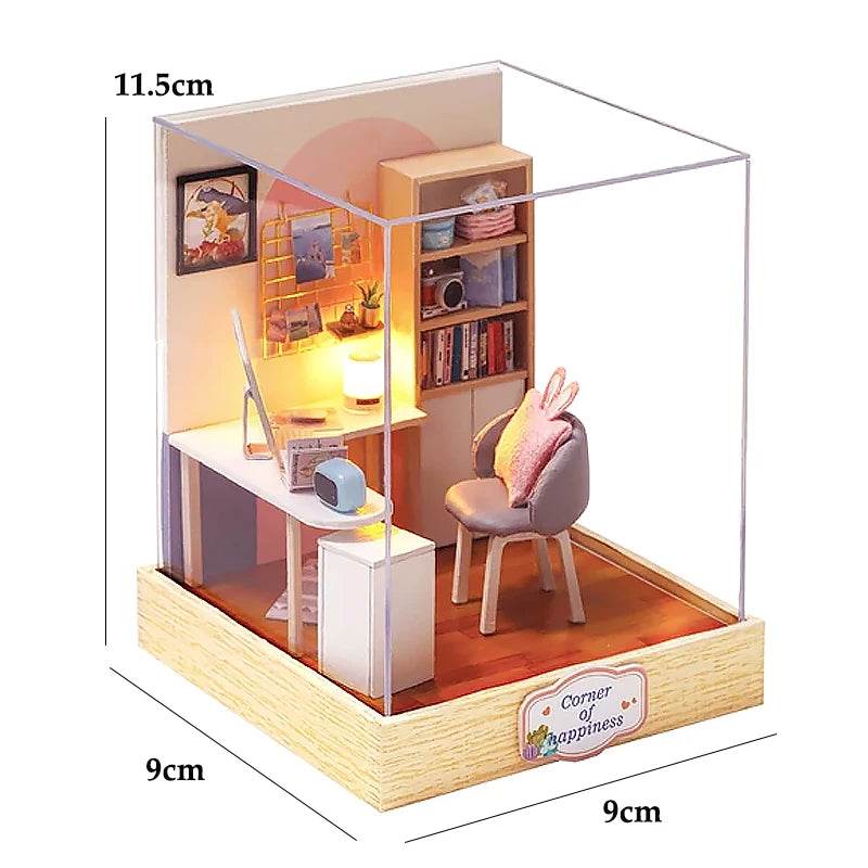 Kitten Mini Doll House 3D Puzzle Assembly Model Building Kit Creative Room Bedroom Decoration With Furniture Wooden Crafts Gifts - AIAZ