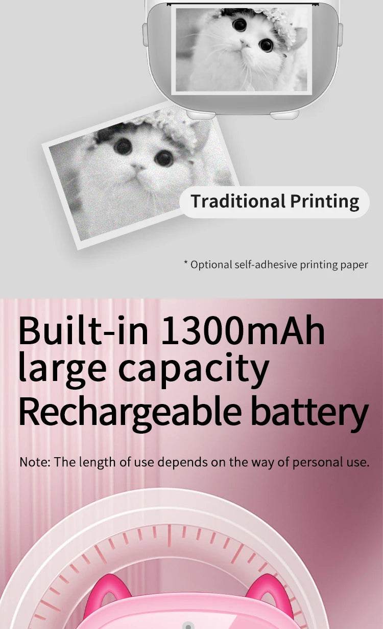 Children Digital Camera Instant Print for Kids Thermal Print Camera Instant Photo Printing Camera Video Toys+32G Memory Card - AIAZ