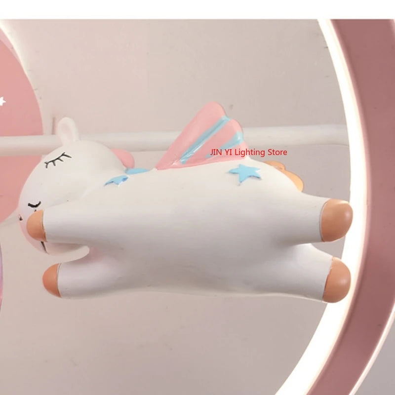 Cartoon Unicorn Bedroom Light Creative Astronaut Pendant Light  Simple Children's Room Light Eye Protection Stepless Dimming
