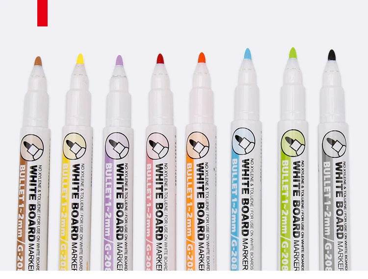 1 Set School Classroom Supplies Magnetic Erasable Whiteboard Pens Markers Dry Eraser Pages Children's Drawing Pen Board Markers - AIAZ
