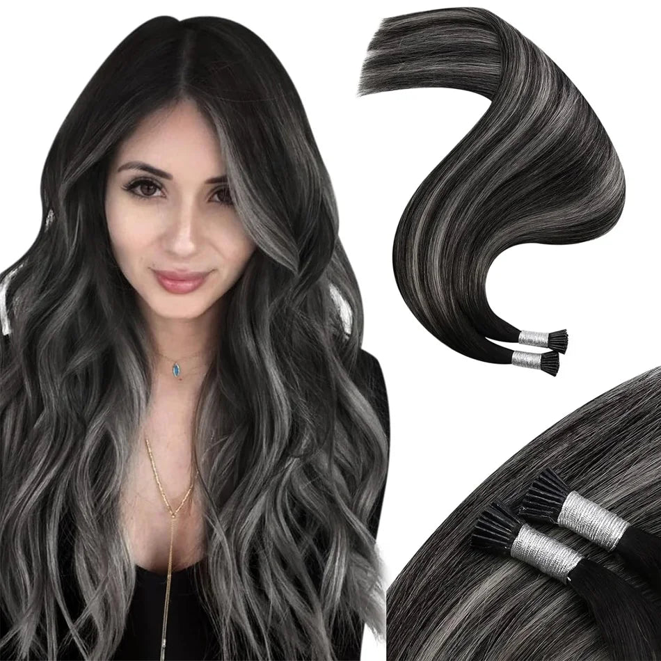 I Tips Virgin Hair Extensions 27# For Black Women 100% Remy Bulk Hair I Tip Natural Hair Extensions Straight Natural Fusion 613#