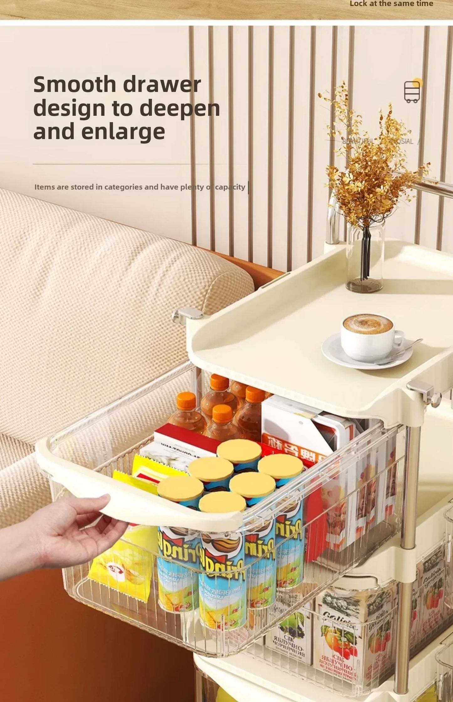 Small Cart Storage Rack, Snack Storage Rack, Multi-layer Storage Cabinet, Drawer Style Movable Baby Product Storages Rack