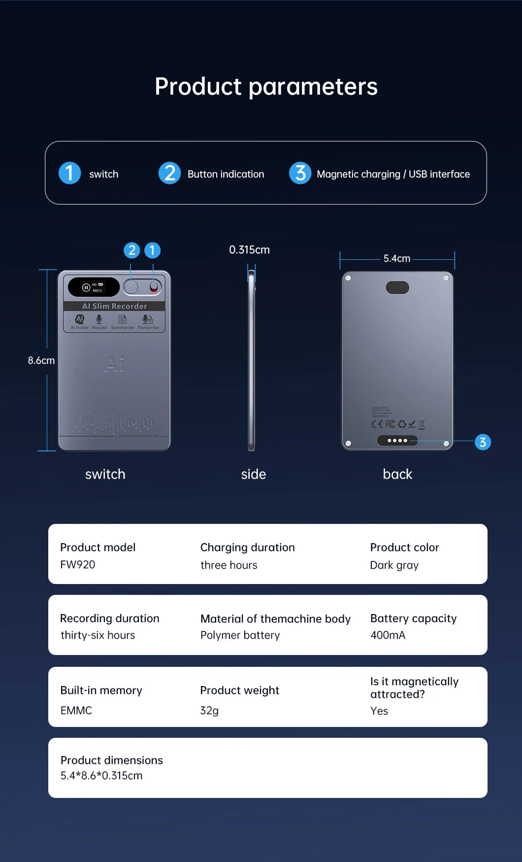 AI Voice Recorder, AI Notetaking Device for Meetings, Lectures, Calls, AI Transcription & Summarization Support 118 Languages