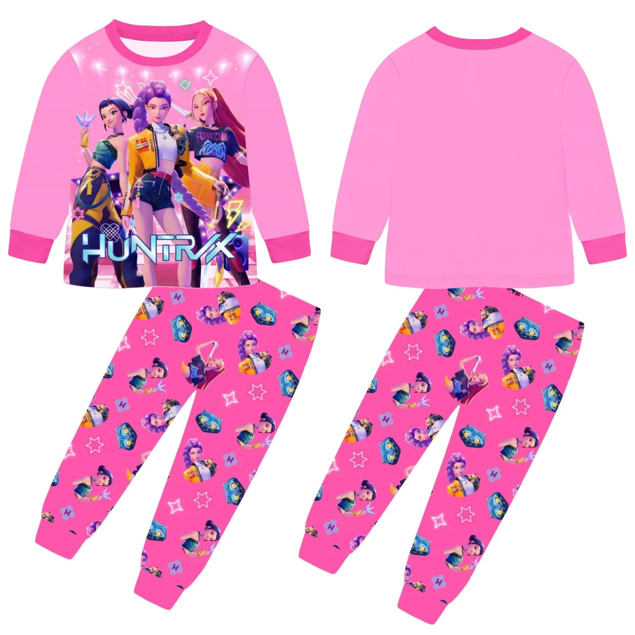 Movie Kpop Demon Hunters Kids Clothes Set Pajamas Sets Boys Daily Nightgowns Girls Long Sleeve T Shirt+Pants 2pcs Set