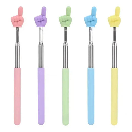 Stainless Steel Teaching Pointer Telescopic Rod Finger Design Teaching Stick Finger Reading Sticks School Office Supplies - AIAZ