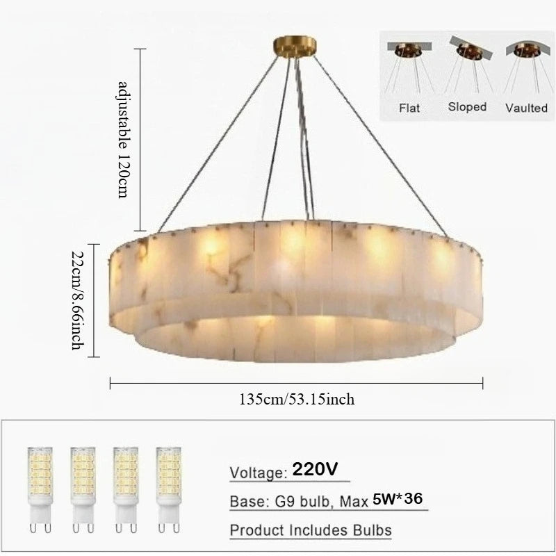Rectangle Alabaster Chandelier for Living Room Bathroom Dining Room Decor Kitchen Foyer Adjustable Modern Marble Pendant Light