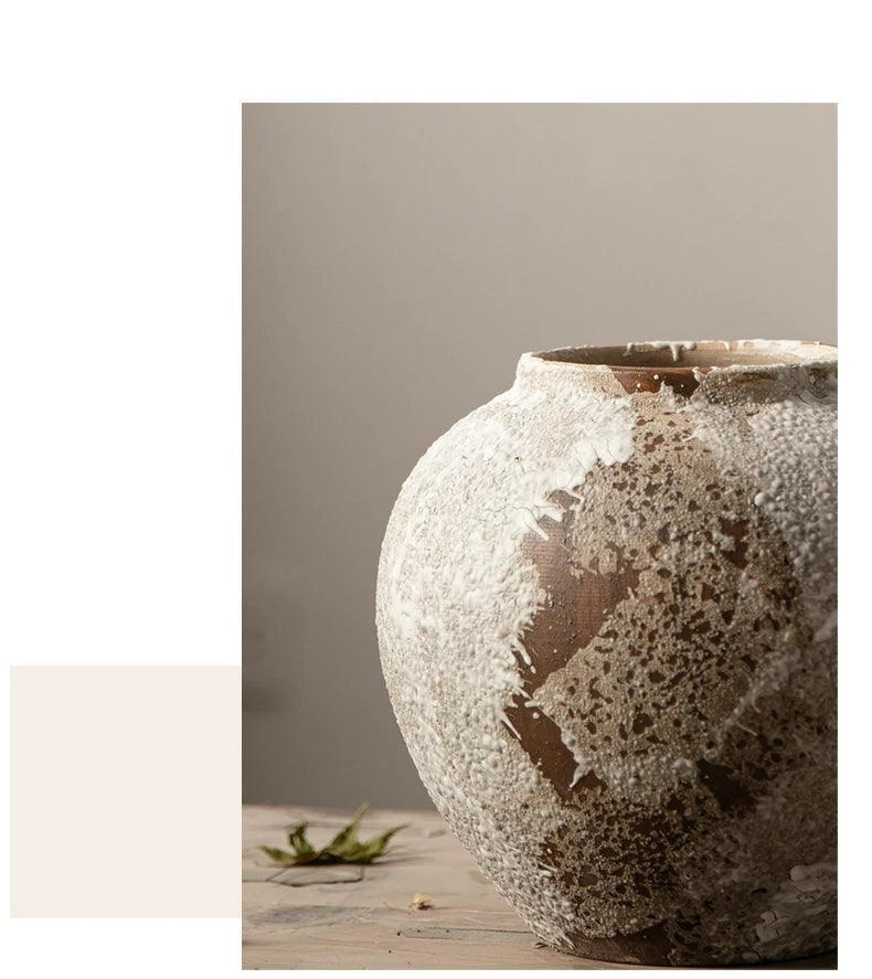 Jingdezhen mottled retro new Chinese pot wabi-sabi wind decorative ornaments entryway TV cabinet vase