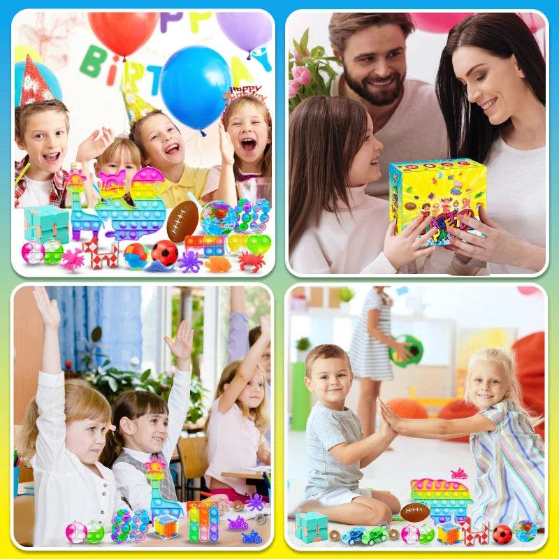 120/206pcs Kids Birthday Party Favors Set Toys Children Pinata Filler Bulk Supplies Boys Girls Classroom Carnival Prizes Favors - AIAZ