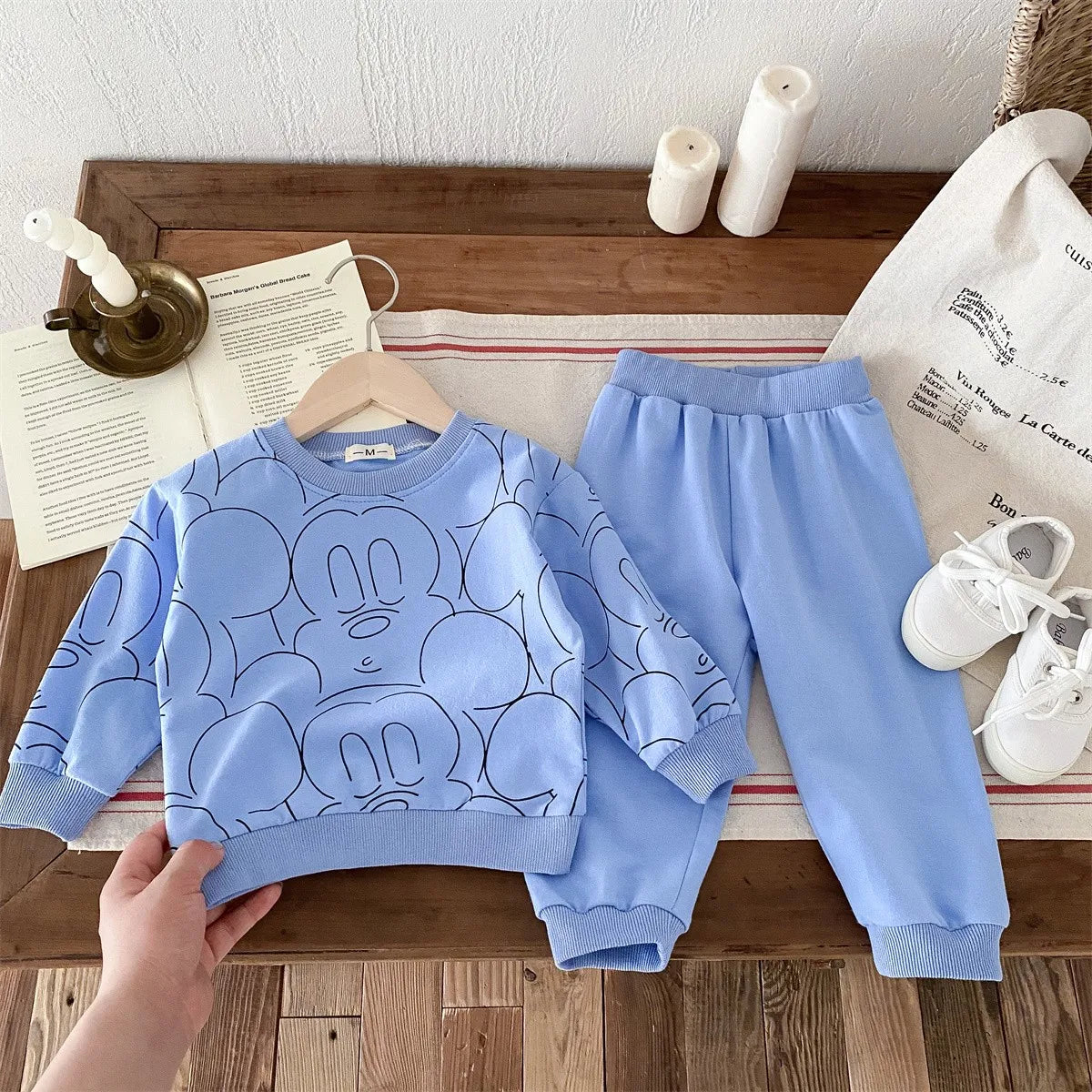 Disney 2024 Mickey Mouse Print Loose Kids Sweatshirt Autumn/winter Cartoon Pullover Fashion Children's Top