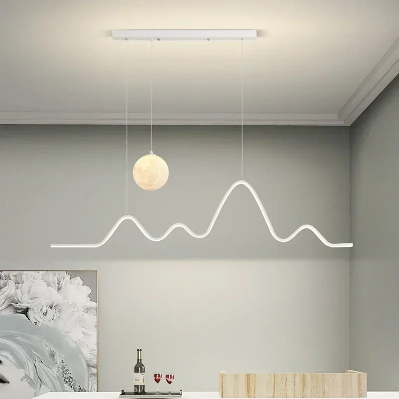 2023 Dining Table Modern Led Pendant Light Lamp For Modern Dining Room Kitchen Bar Designer Line Chandelier Lighting Decor