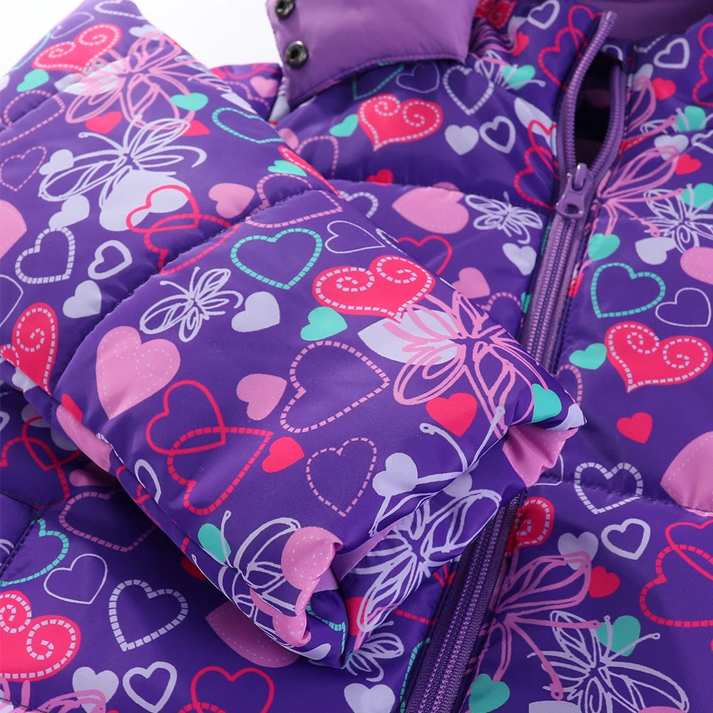 4-8T Kids Girls Ski Suits Hooded Snowboard Coats Children Winter Warm Pant Outdoor Sportwear Thick Cotton Snowboard Skiing Suit