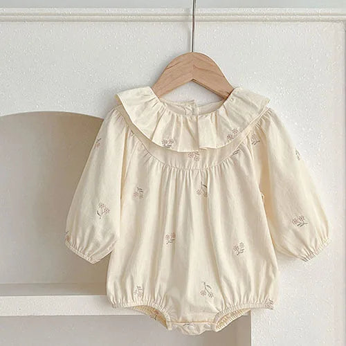 2025 New Spring 0-24M Baby Girl Clothing Infant Baby Girls Jumpsuit Long Sleeved Cotton Embroidery Newborn Baby Girls Bodysuits