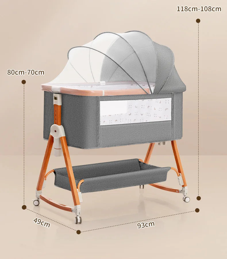 Baby bed splicing baby  movable portable cradle bed foldable multifunctional newborn adjustable