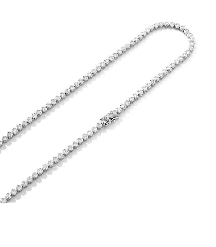 EWYA Luxury Bubble 2/3mm D Color Full Moissanite Tennis Necklace for Women S925 Silver Plated 18K Diamond Neck Chain Necklaces
