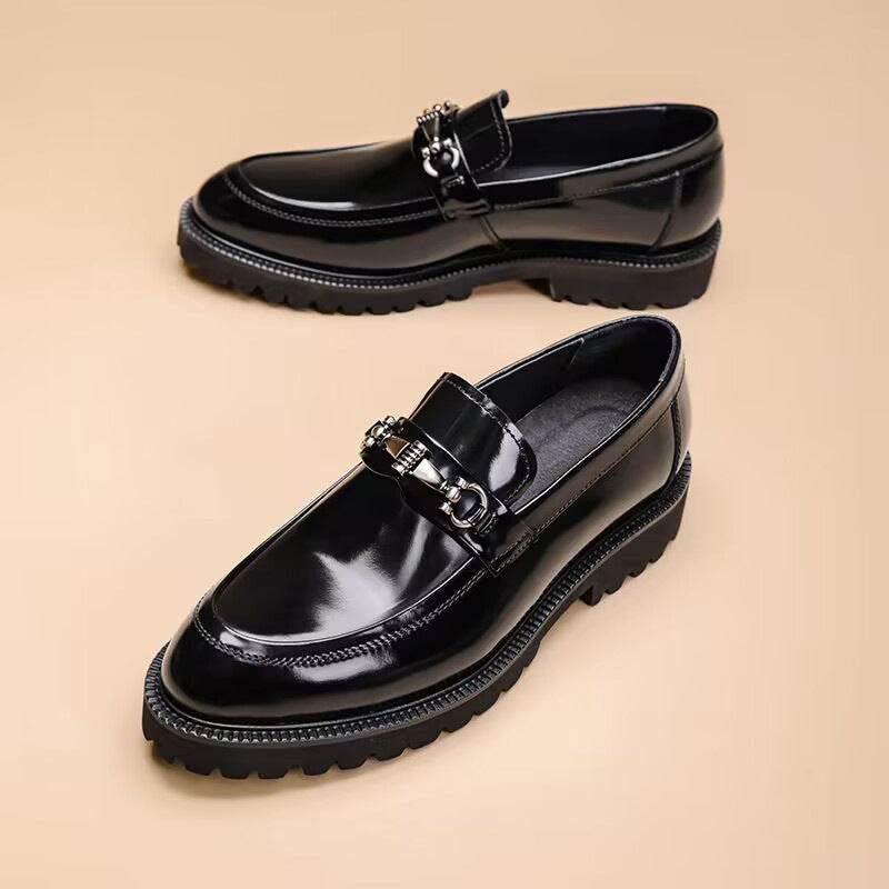Men's Business Formal Leather Shoes Man Casual Leather Shoes Loafers Casual Business Wedding Shoes for Men Round Toe Slip-On - AIAZ