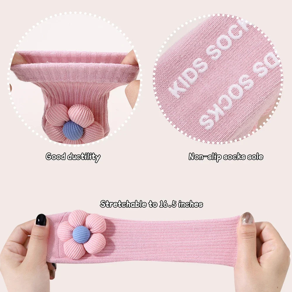 2Pcs Flower Baby Headband Socks Set Soft Nylon Hairband for Newborn Girl Elastic Floral Turban Short Sock Infant Headwear
