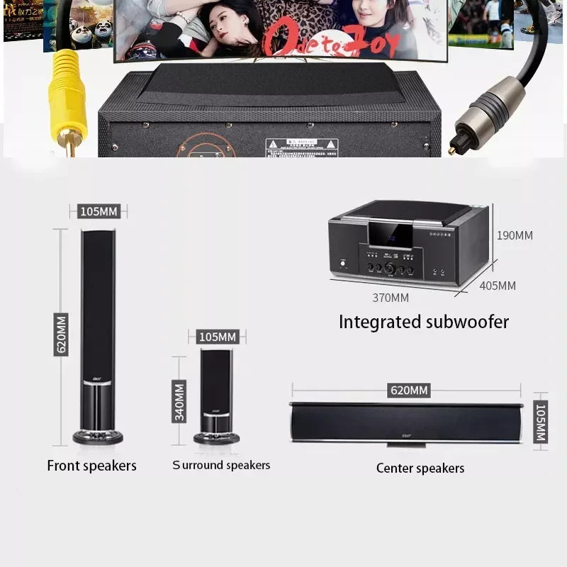 KYYSLB 5.1 Home Theater Sound System Audio Set Living Room Home Amplifier Speakers Audio 3d Surround TV K Song Speaker