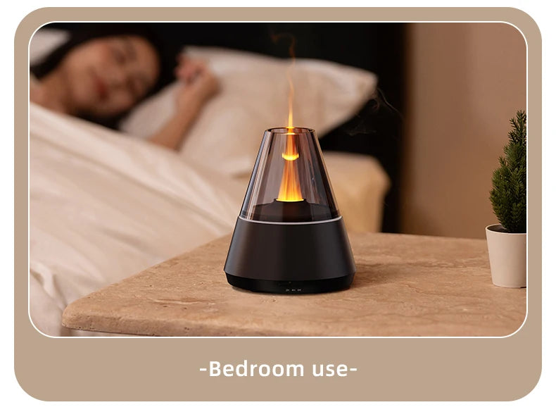 New Colorful Simulated Flame Night Light with Ultrasonic Air Humidifier 150ml Candle Flame Essential Oil Aroma Diffuser for Home