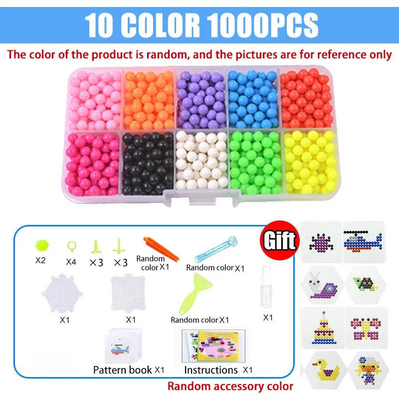Handmade Magic Water Fuse Beads Creative Beads DIY Art Crafts Toys Magic Water Sticky Beads Sensory Toys Set with Accessories - AIAZ