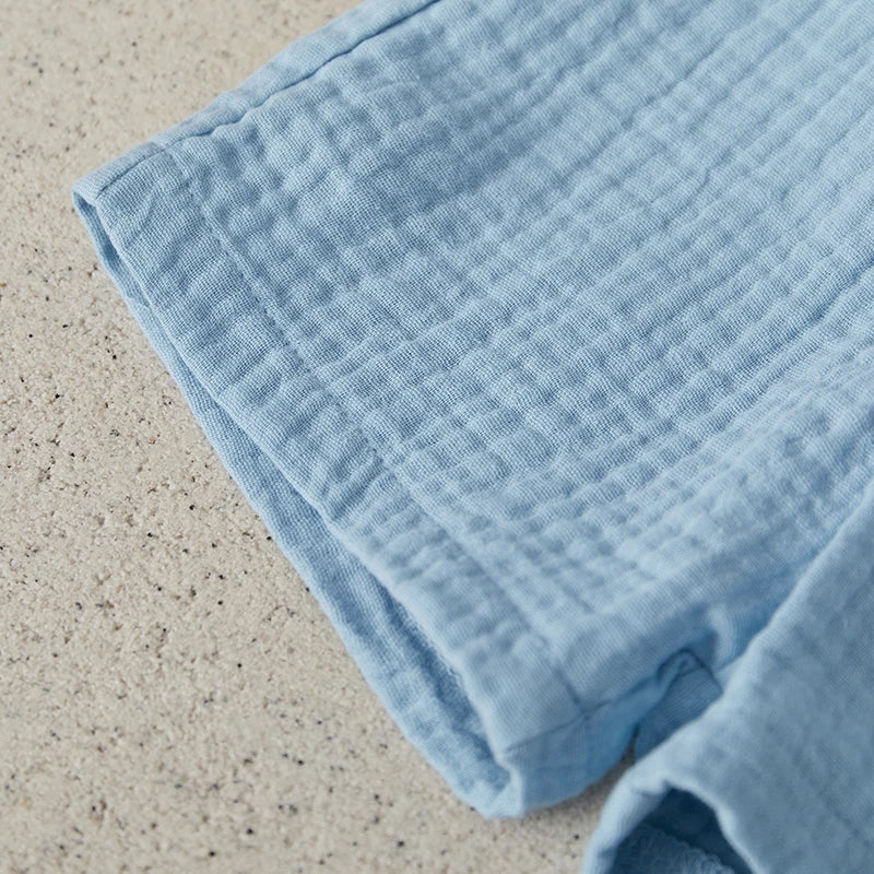 Suefunskry Toddler Boys Summer 2Pcs Casual Outfits Solid Color Short Sleeve Button Tops and Elastic Waist Shorts Sets 6M-4Y