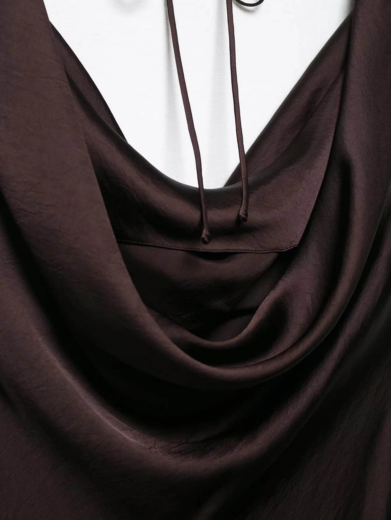 2025 Woman Fashion Solid Sexy Hanging Neck Backless Ruffled Dress Casual Slim Sleeveless Midi Long Dresses Vestidos Mujer - AIAZ