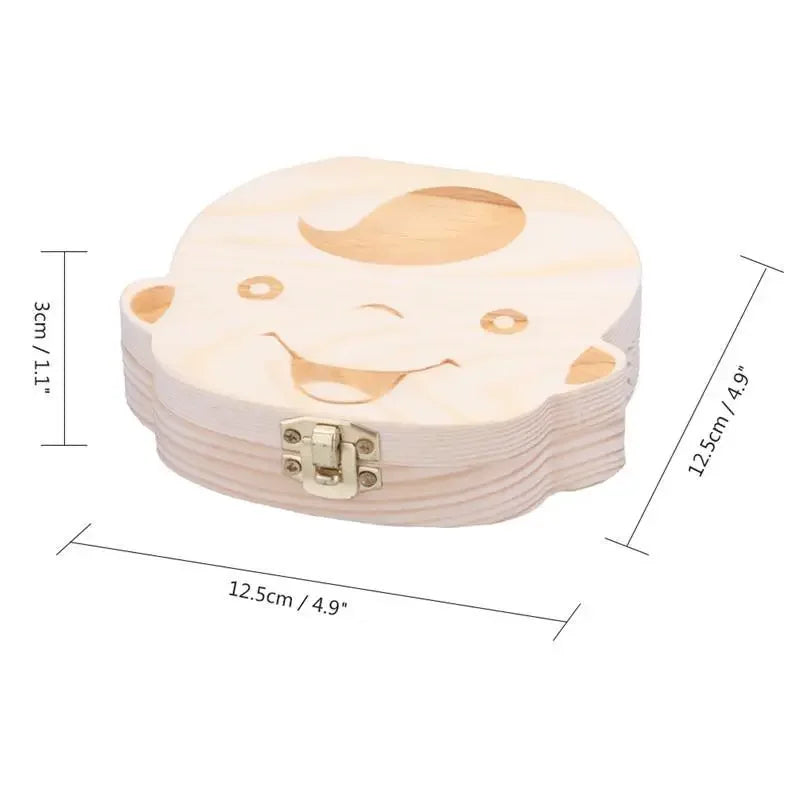 1/2pcs-Baby Tooth Box Spanish Wooden Kids Milk Teeth Organizer Storage Boys Girls Baby Souvenirs Gifts Keepsakes