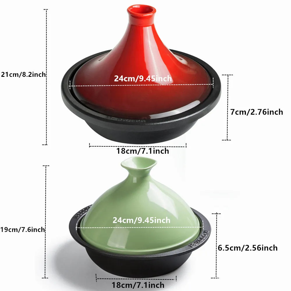Cast Iron Tagine 2 Quart Moroccan Enameled Cast Iron Tagine With Enameled Cast Iron Base And Ceramic Cone-Shaped Lid Dutch Oven