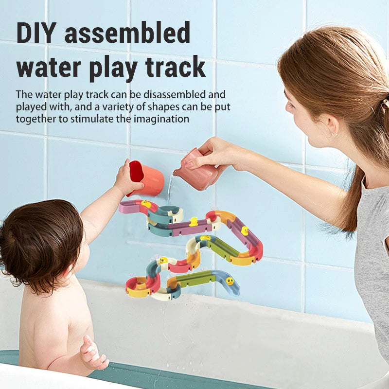 Children DIY Assembling Track Slide Suction Cup Toys Children Bath Tub Shower Wall  Delight Game Assembling Track Suction Toys