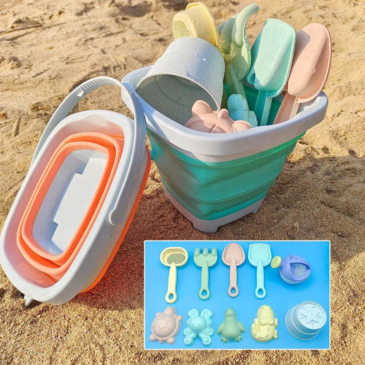 11/5/1 PCS Beach Sand Play Water Set Folding Bucket Summer Toys for Children Kids Outdoor Game Sandbox Accessories Color Random - AIAZ