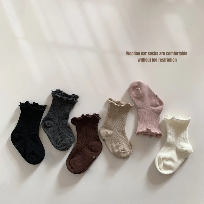 Newborn Cute Ruffle Lace Cuff Socks Infant Baby Girls Ankle Socks Spring Autumn Children Kids Soft Warm Ribbed Cotton Floor Sock