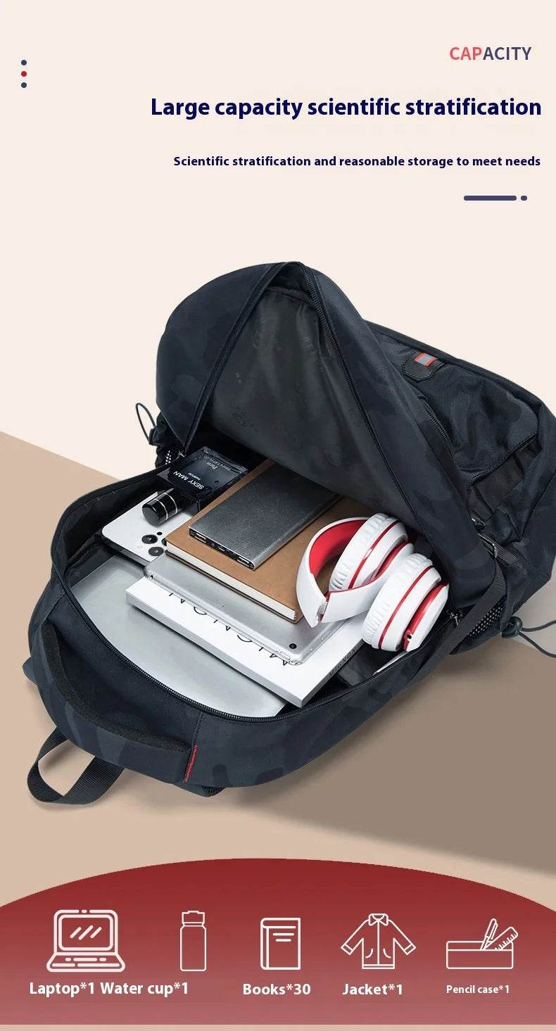 Backpack Primary School Middle School Students High School Bags Large Capacity Ultra-light Load Reduction Outdoor Travel Busines - AIAZ