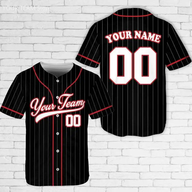 Custom Team Name Number Pinstripe Baseball Jersey  Stripe Color Uniform for Baseball Fans Jersey Design Sports Apparel
